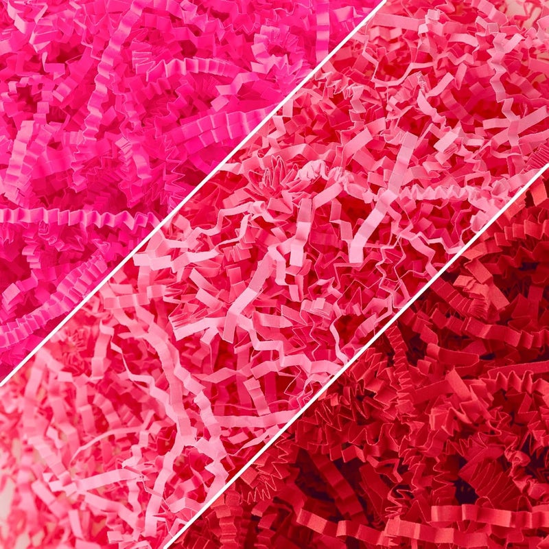 CIPOWM 10.6oz Valentine's Day Crinkle Cut Paper Shred, 3 Colors Red Pink Raffia Paper Shred Filler Grass for Gift Wrapping Craft DIY Gift Bag Box Filling Party Supply - Image 4